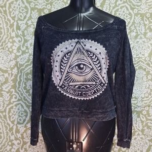 Wet Seal Sz L Crop Sweatshirt Eye Annuit Coeptis